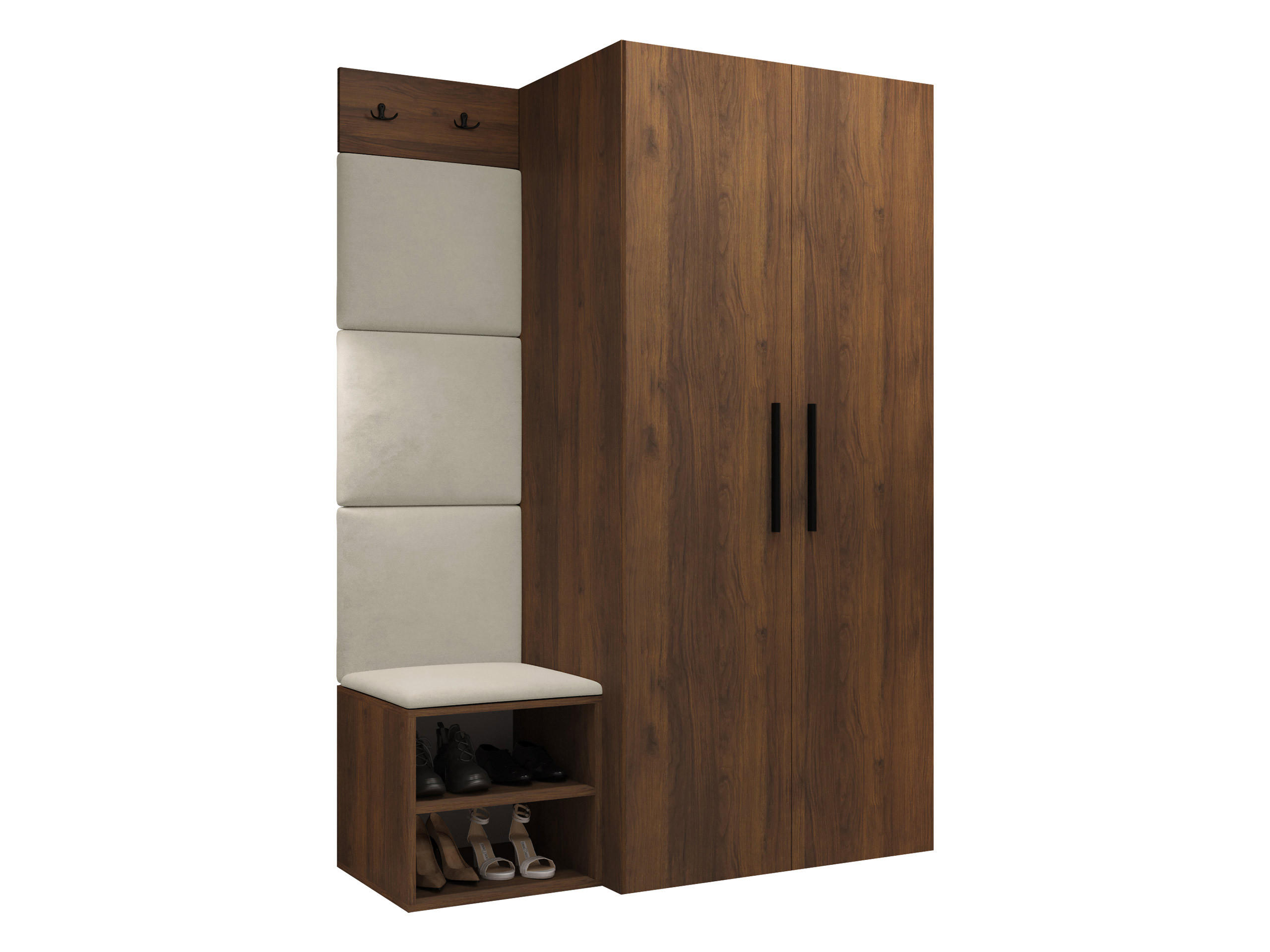 GARDEROBEN-SET Medi IV - Beige/Nussbaumfarben, Holzwerkstoff/Kunststoff (80/191/50cm) - MIRJAN24