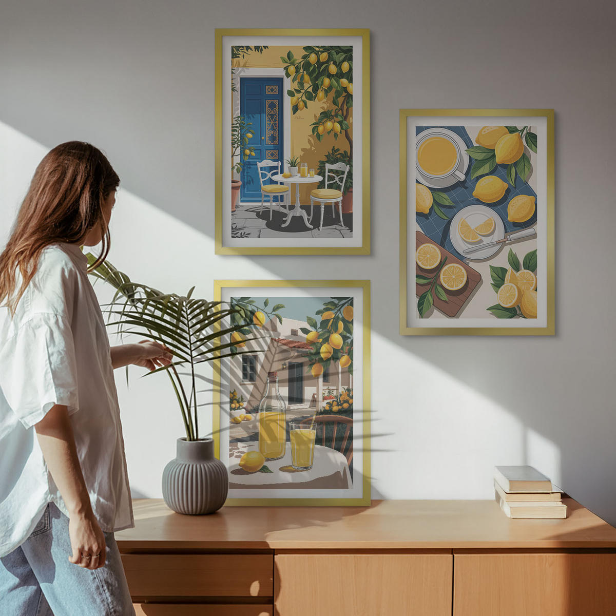BILDER SET 3er Set - 40x60 cm Goldrahmen - Patio Sun Limonade - Goldfarben, Kunststoff (40/60cm) - TULUP