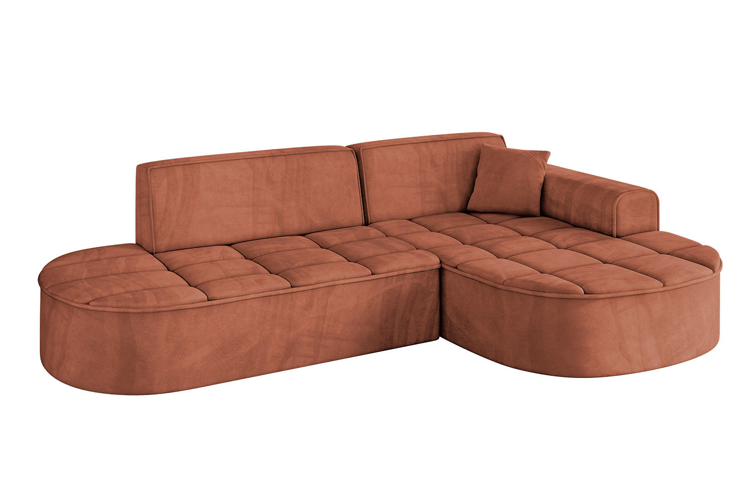 ECKSOFA Ottomane Rechts TARO-L1 - 243x171x79,5 cm Apricot - Koralle, Holzwerkstoff/Textil (243/171cm) - ALTDECOR