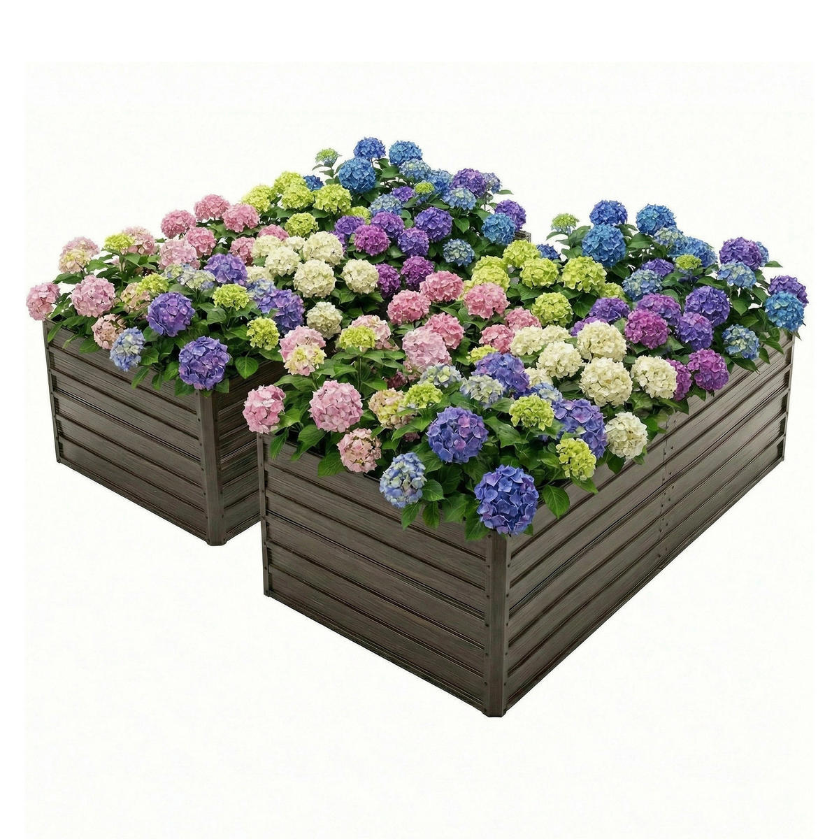 HOCHBEET 219/112/64 cm Holzmaserung (2 Stück) - Naturfarben, Metall (112/64/219cm) - Oxeza