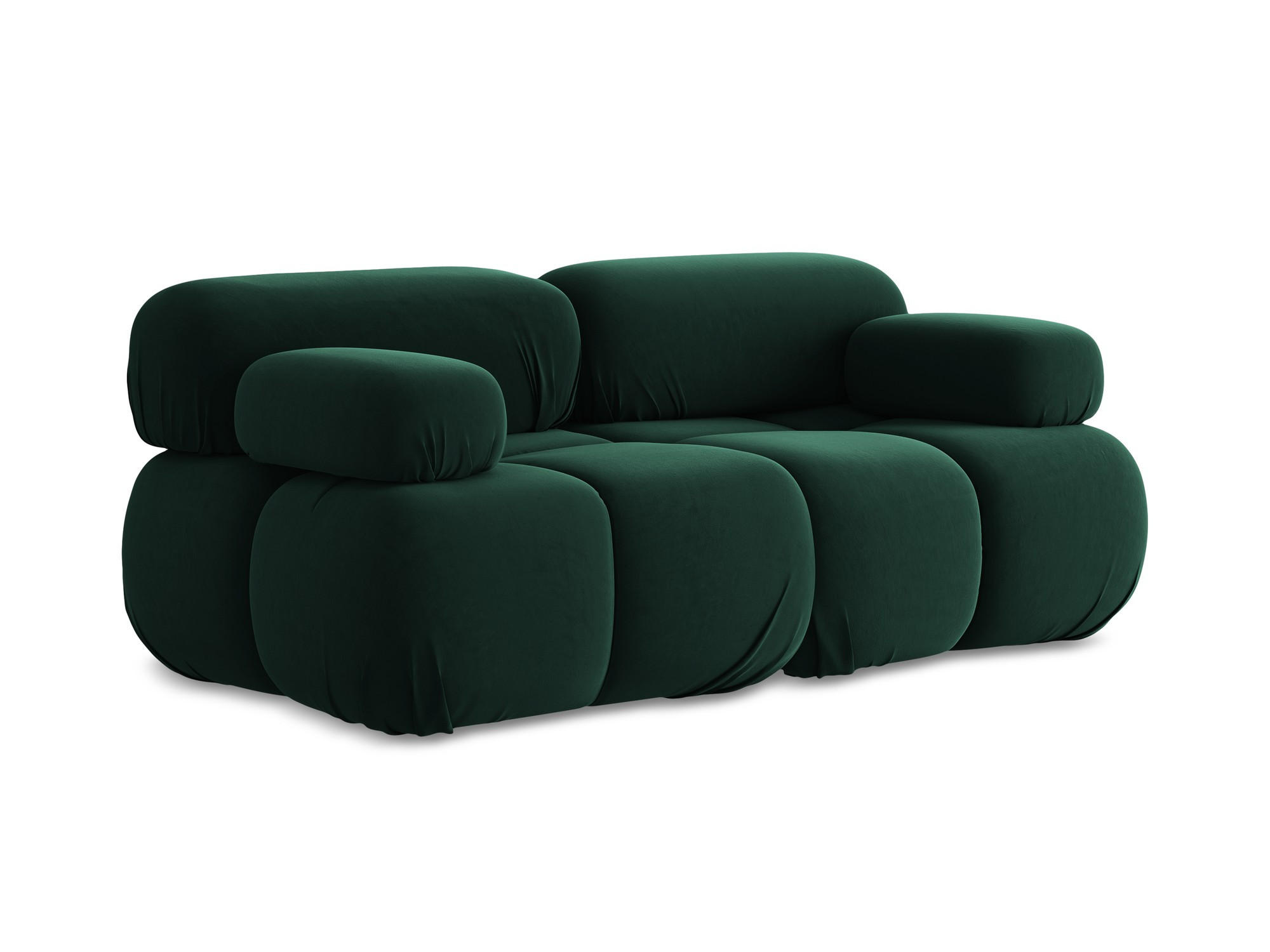 2-SITZER-SOFA Samt Stoff Grün - Blau/Dunkelgrün, Kunststoff/Textil (190/70/96cm) - Makamii