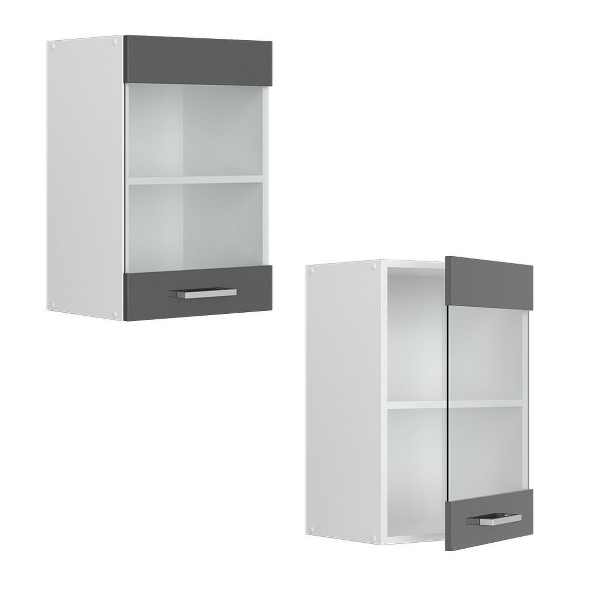 KÜCHENGLASSCHRANK R-Line Anthrazit Hochglanz 40 cm - Schwarz Hochglanz/Anthrazit, Holzwerkstoff (40/60/31cm) - Vicco