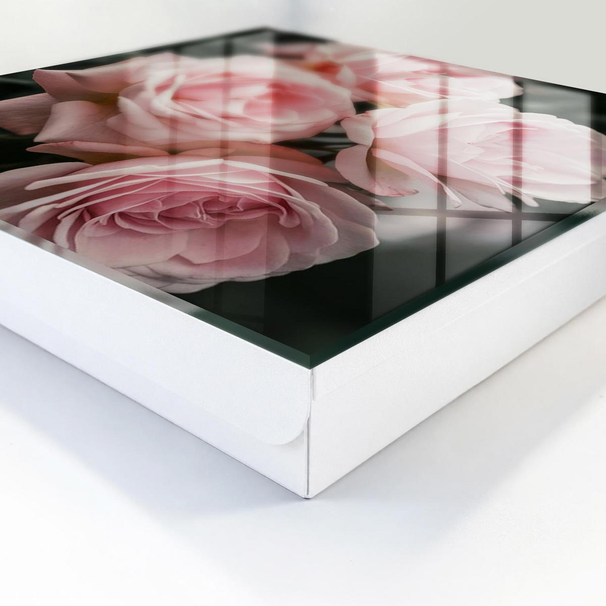 SCHLÜSSELBOX Weiß 30x30 cm – Türöffnung nach rechts - Rosa Rosen - Pink, Metall (30/30/5cm) - TULUP