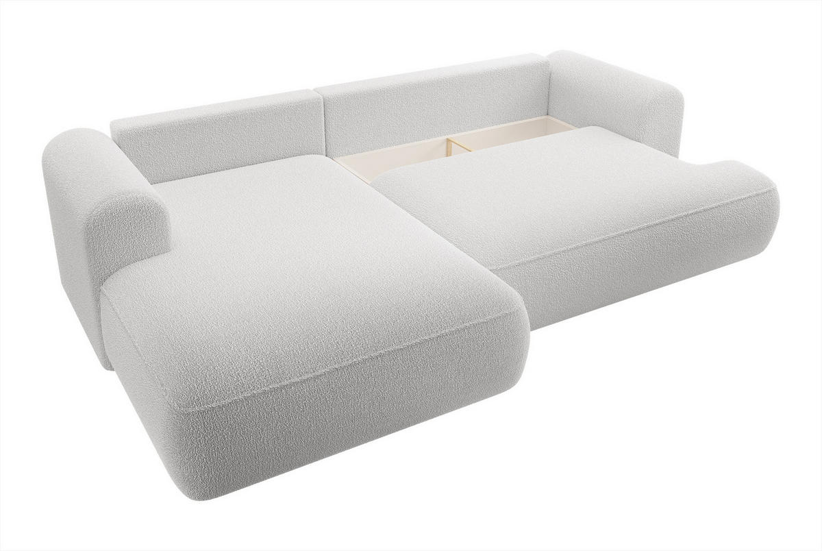 ECKSOFA Ovo Grau Boucle - Schwarz/Grau, Kunststoff/Textil (260/165cm) - Selsey