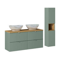 BADMÖBEL 120.4cm Jade 2er-Set Grün und Holz - Grün, Holzwerkstoff (120.4/59/40cm) - Petits-meubles