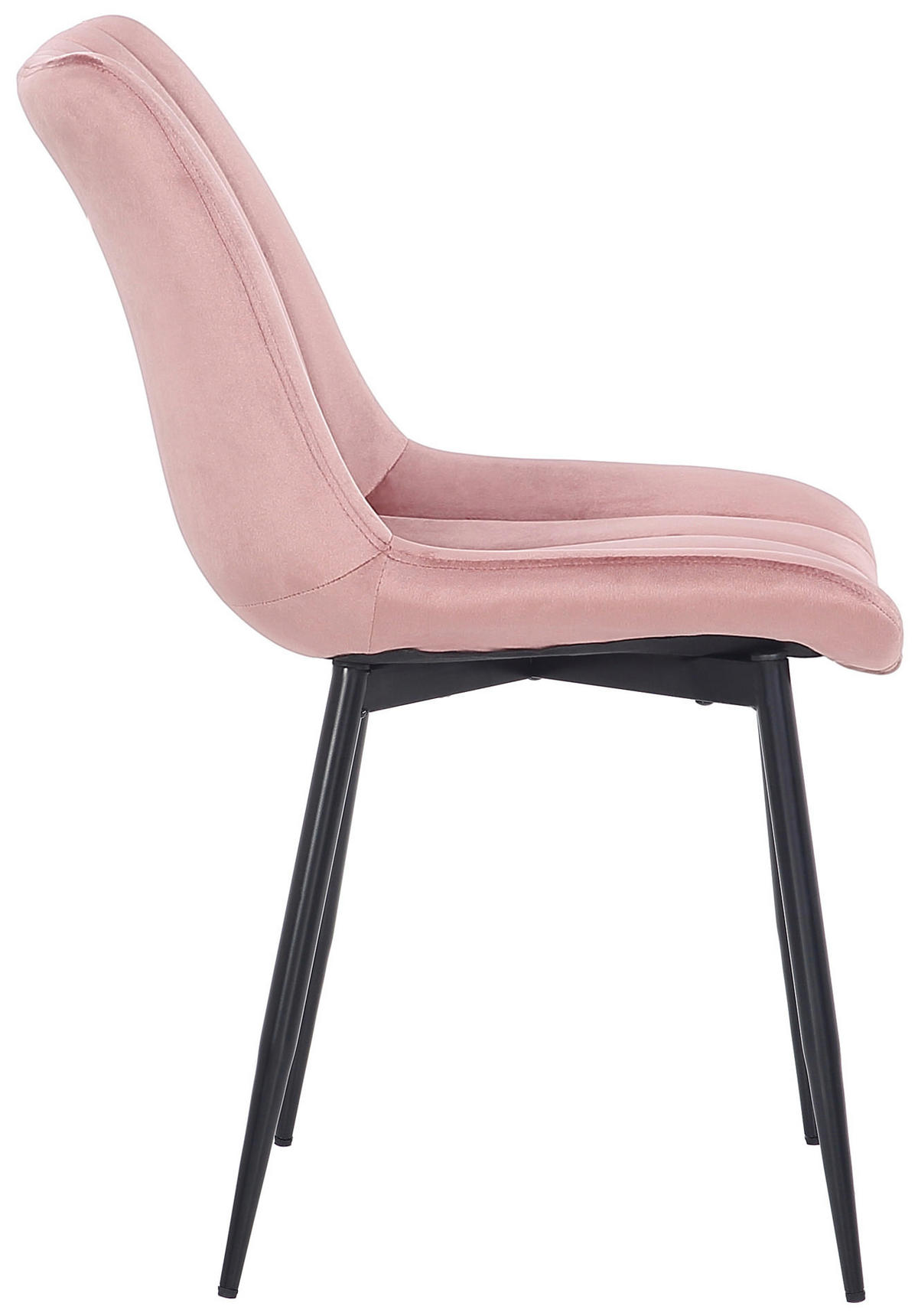 STUHL 2er Set Samt pink - Pink/Schwarz, Textil/Metall (46/82/61cm) - CLP