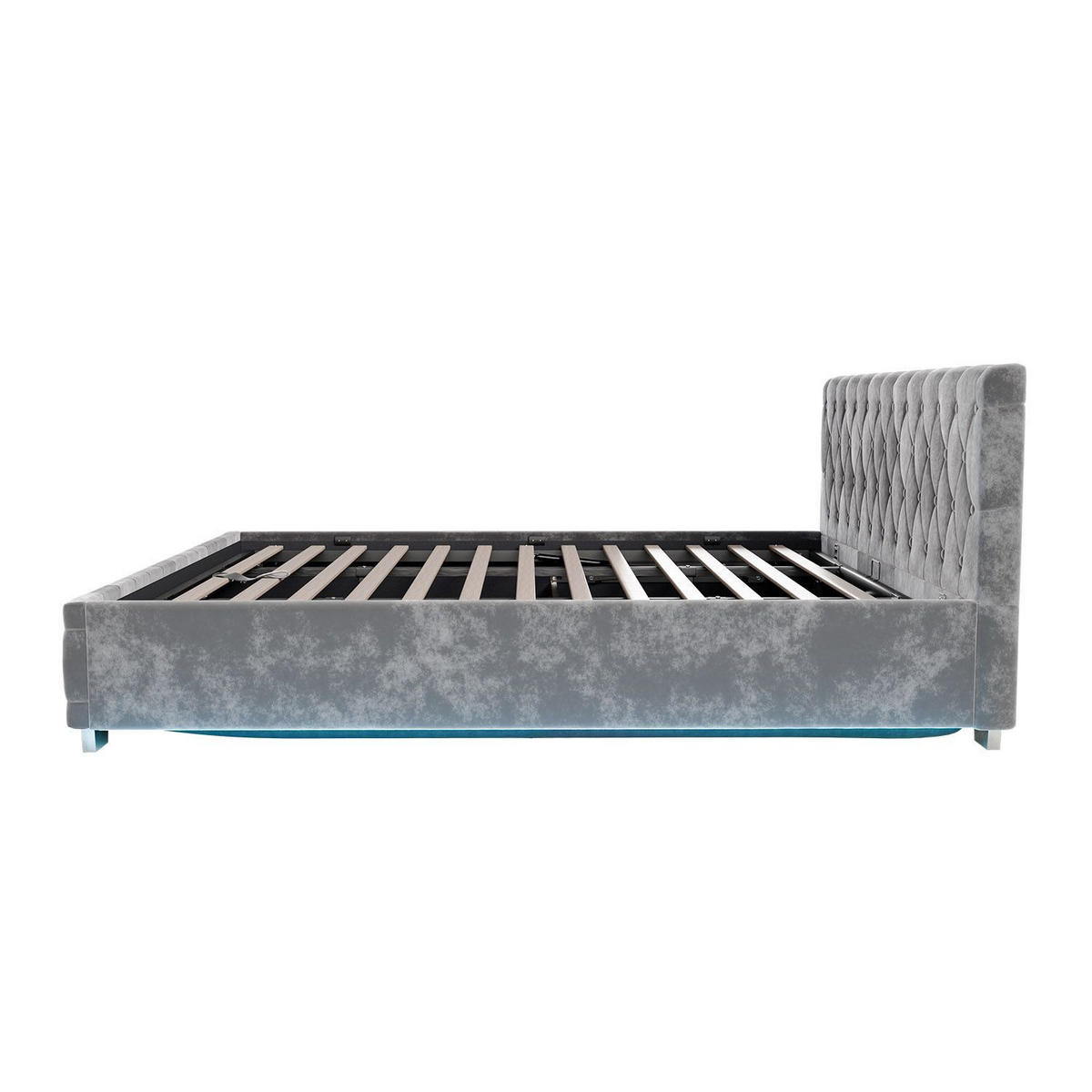 POLSTERBETT Nizza dunkelgrau 180x200 cm mit Matratze - Dunkelgrau, Holzwerkstoff (180/200cm) - Juskys