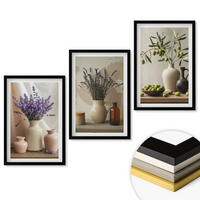 WANDBILDER 3er-Set - 40x60 cm Schwarzer Rahmen - Lavendelblüten, Oliven, Gefäße - Schwarz, Kunststoff (40/60cm) - ArtPrintCave