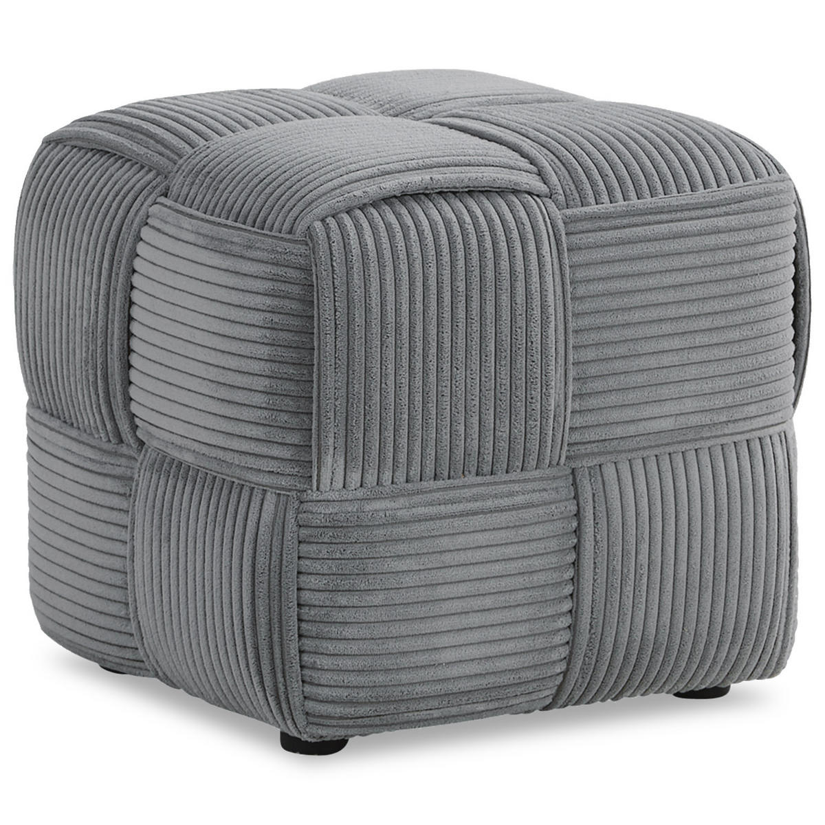 HOCKER in Cord 46/41/46 cm in Grau - Grau, Textil (46/41/46cm) - Homestyle4u