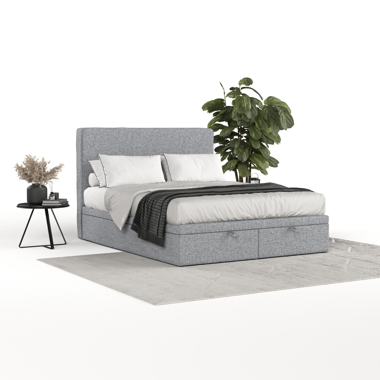 POLSTERBETT Hush mit Stauraum 120/200 cm Grau im Alta Stoff - Schwarz/Grau, Holz/Holzwerkstoff (120/200cm) - AltaBeds