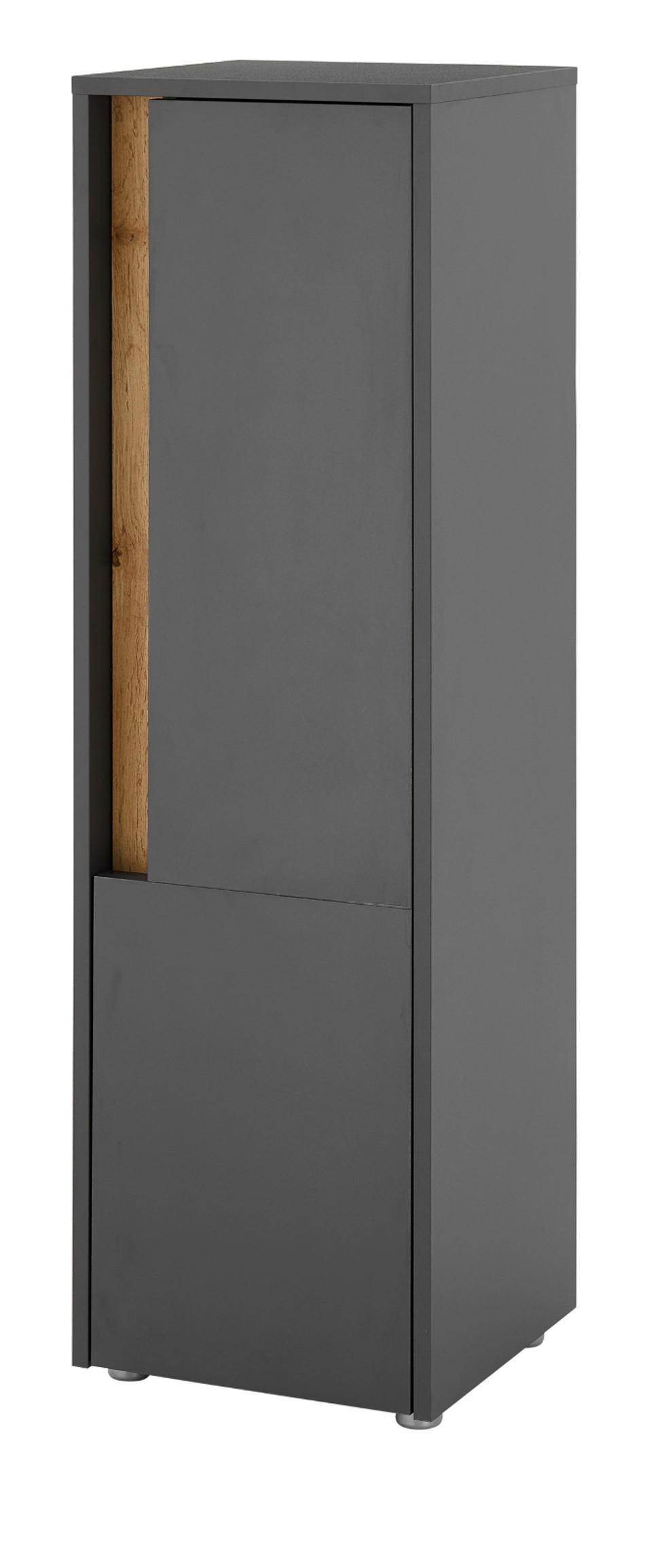 BAD-MIDISCHRANK grau matt, Wotan Eiche, Badmöbel Kommode 34 x 114 cm - Eiche Wotan/Schwarz, Holzwerkstoff/Kunststoff (34/114/34cm) - Furn.Design
