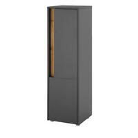 BAD-MIDISCHRANK grau matt, Wotan Eiche, Badmöbel Kommode 34 x 114 cm - Eiche Wotan/Schwarz, Holzwerkstoff/Kunststoff (34/114/34cm) - Furn.Design