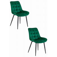 ESSZIMMERSTUHL 2-er Set BERA dunkelgrüner Sitz, schwarze Beine - Dunkelgrün/Schwarz, Textil (54/88/60cm) - Valora