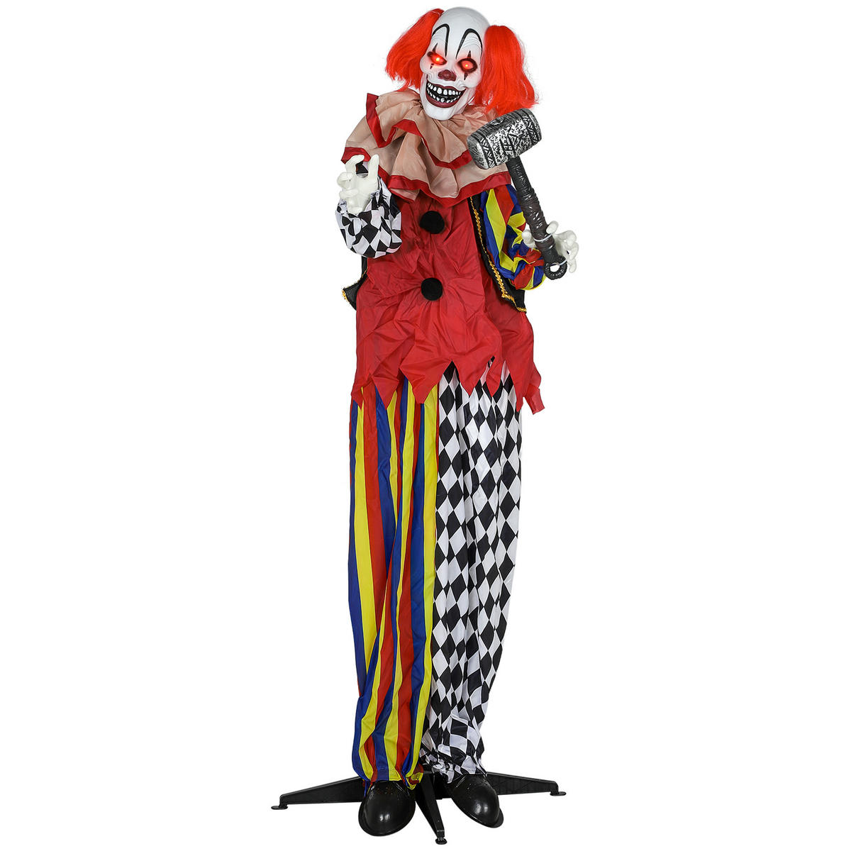 HALLOWEEN-CLOWN DE-42114 173 cm animiert mit LED und Sound Rot - Multicolor, Metall (90/173/18cm) - ComfortXL