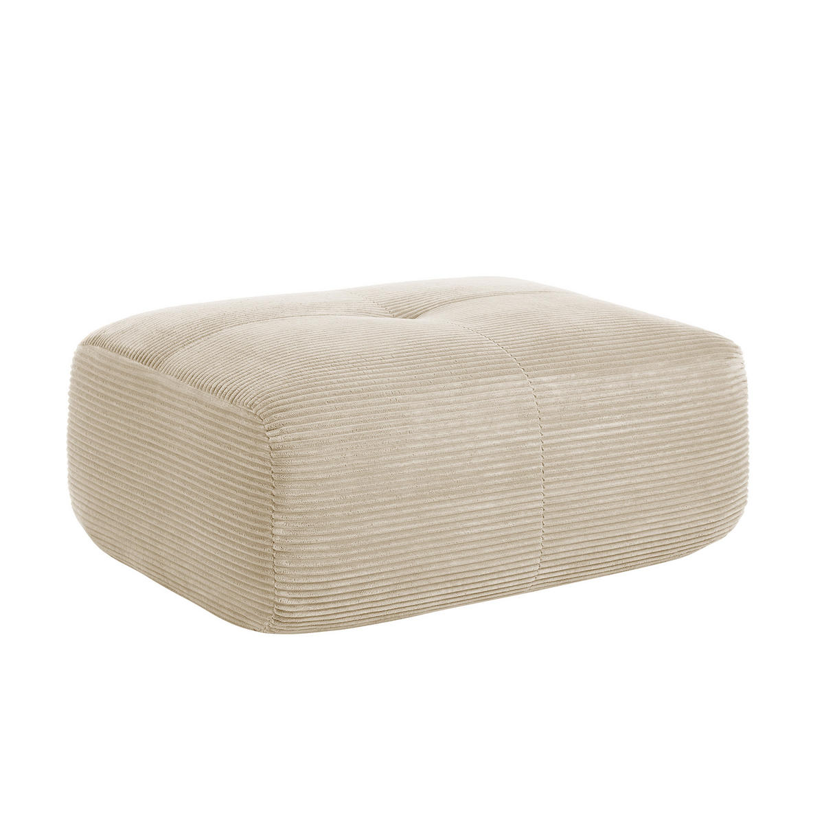HOCKER OTTOMAN in Premium-Cord Montagefrei & Rutschfest - Beige, Textil (92.5/44/75cm) - Urban Meuble