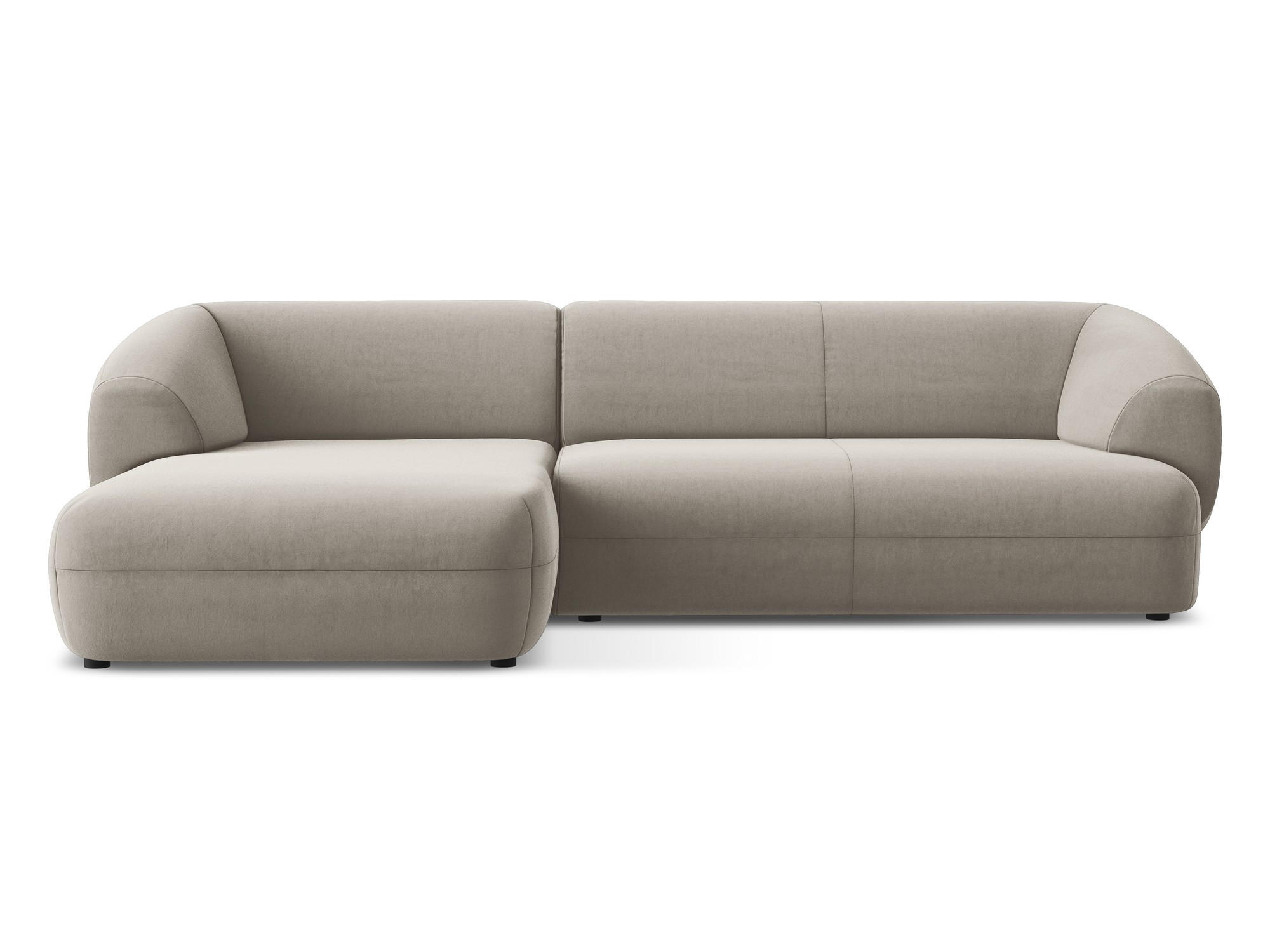 ECKSOFA Links Samt Stoff Grau - Taupe/Schwarz, Kunststoff/Textil (156/280cm) - Makamii