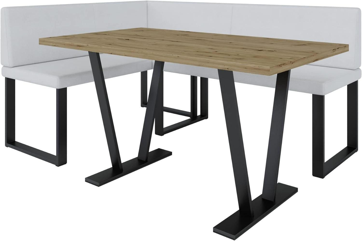 ECKBANKGRUPPE Alina - Kunstleder - 142 x 196 cm - Links - Weiß - Weiß, Leder/Metall (196/87/142cm) - AN-Moebel 4u