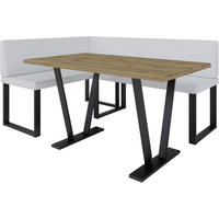 ECKBANKGRUPPE Alina - Kunstleder - 142 x 196 cm - Links - Weiß - Weiß, Leder/Metall (196/87/142cm) - AN-Moebel 4u