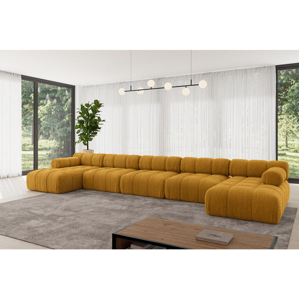 Thumbnail - Altdecor Wohnlandschaft, Currygelb, Textil, 8-Sitzer, U-Form, 475x70x160 cm, Wohnzimmer, Sofas & Couches, Wohnlandschaft...