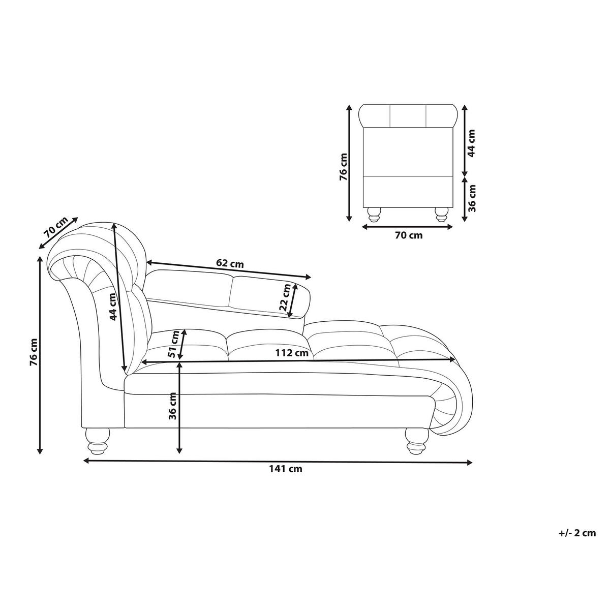 CHAISELONGUE Samtstoff hellgrau linksseitig Lormont - Grau, Textil (141/76/70cm) - Beliani