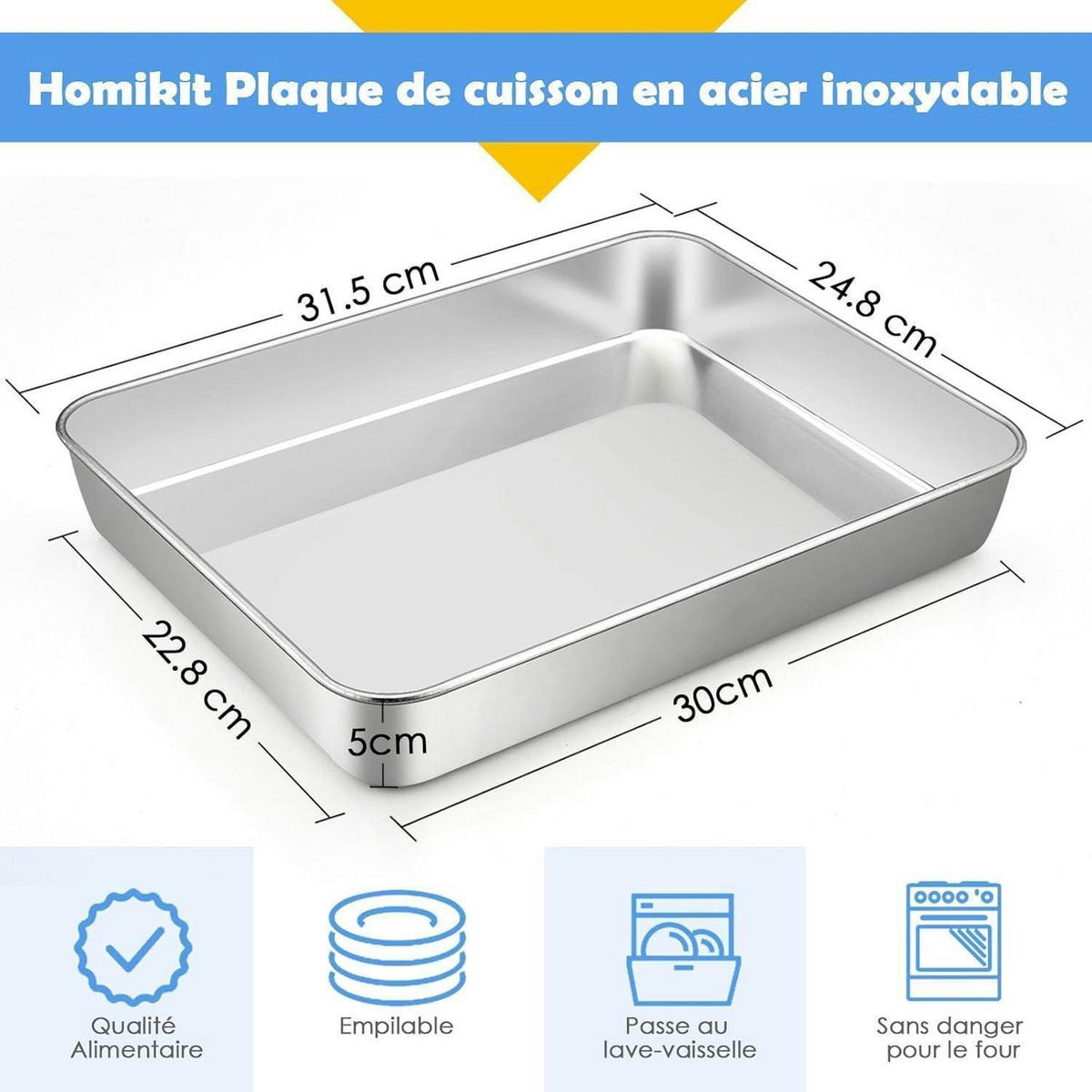 BACKBLECH Edelstahl 31,6 x 24,7 x 4,8 cm - Silberfarben, Metall (31.6/4.8/4.8cm)