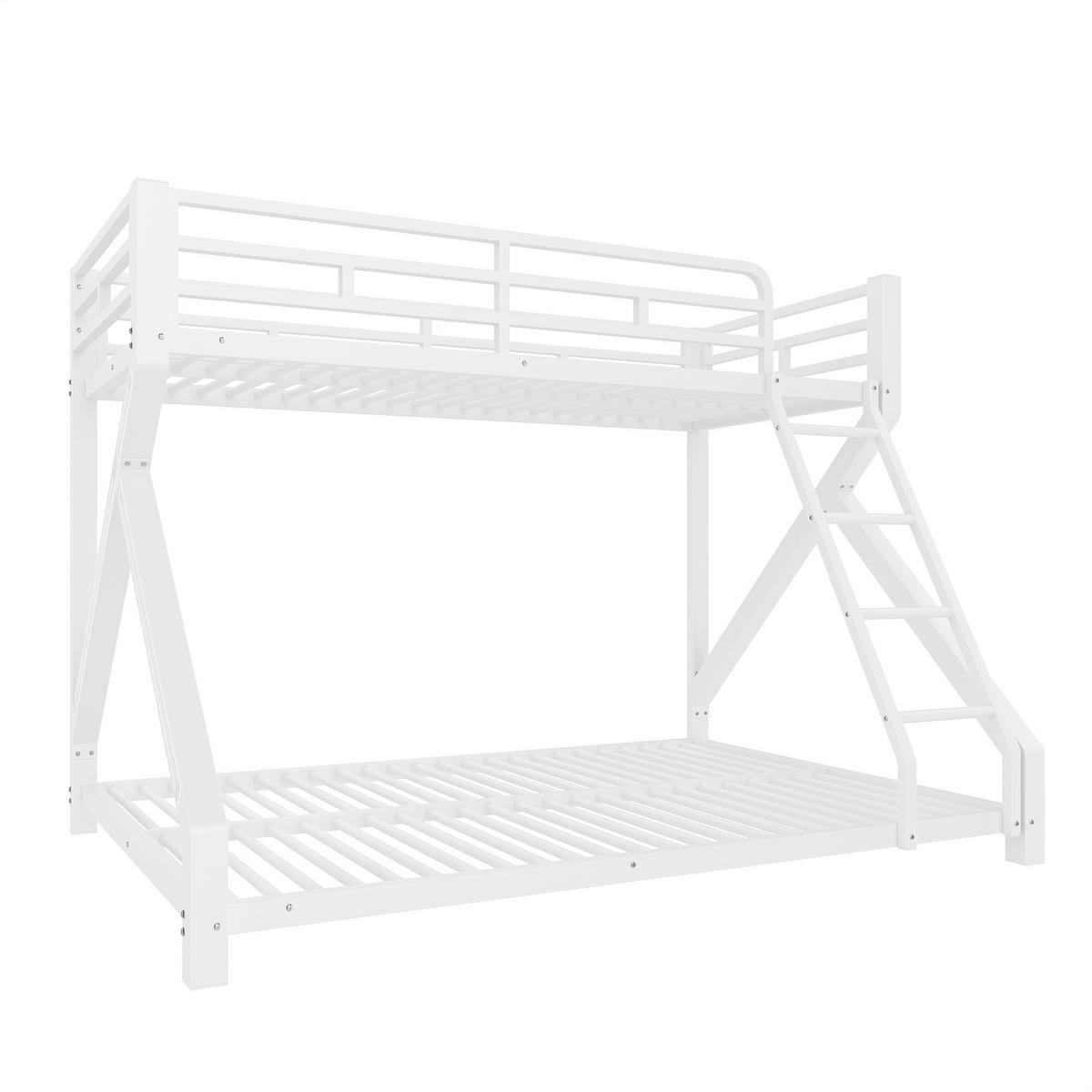 ETAGENBETT 90/200 cm & 140/200 cm in Weiß mit LED, Sicherheitsgeländer und Leiter - Weiß, Metall (90/200cm) - STILVORA