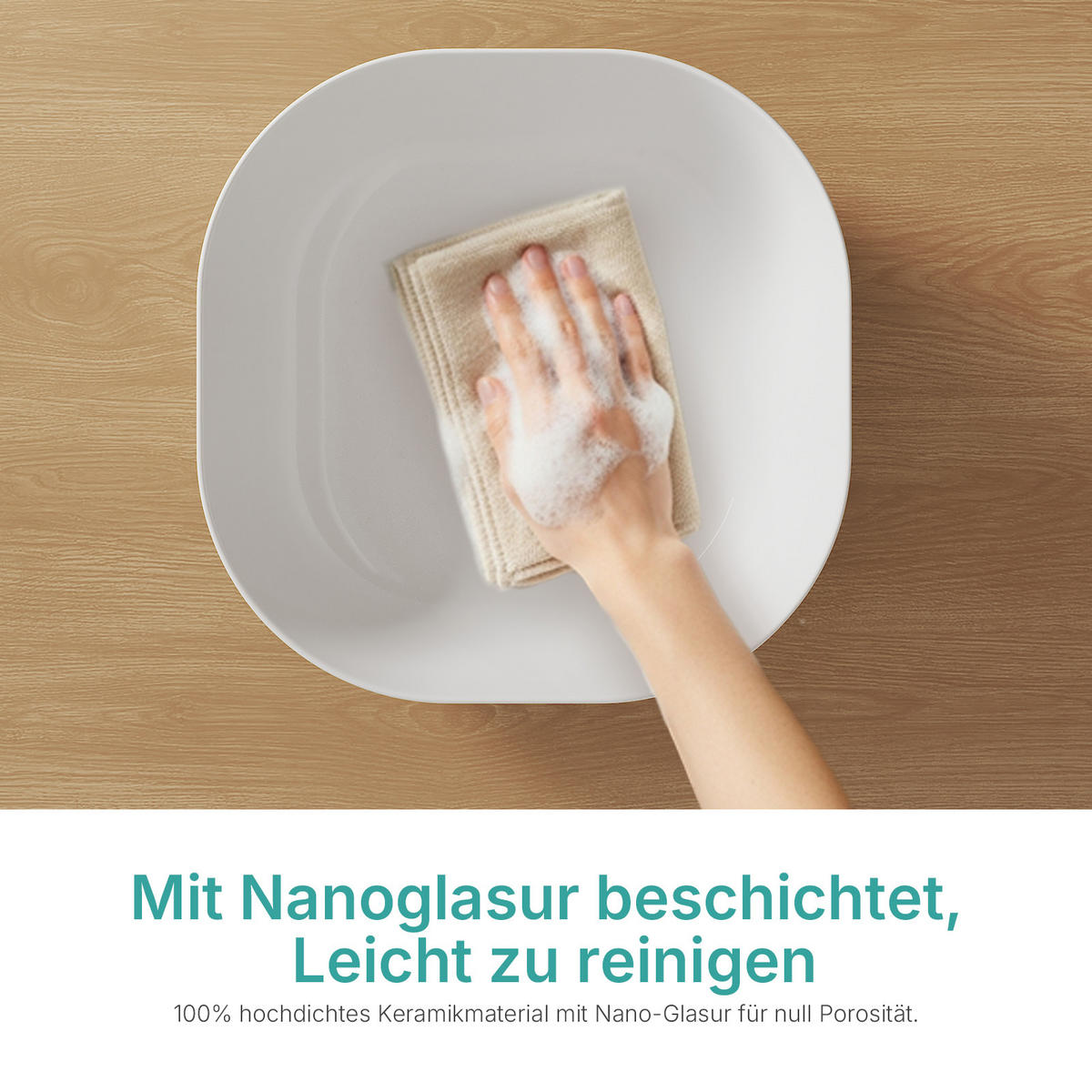 WASCHBECKEN Quadratisch R-Ecken Weiß 41,5 / 41,5 / 14,5 cm - Weiß, Keramik (41.5/14.5/41.5cm) - EMKE