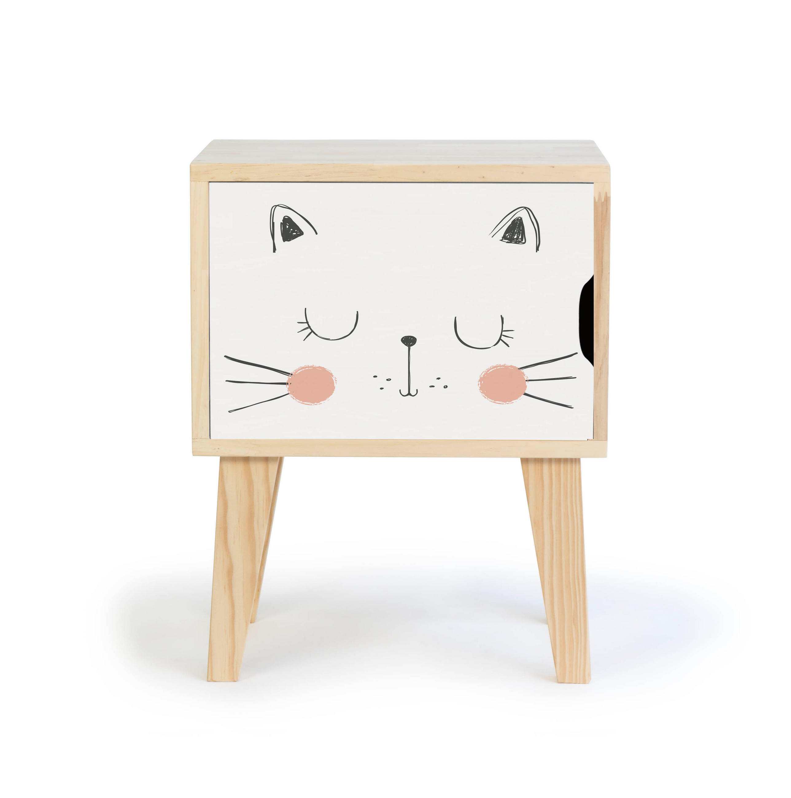 NACHTTISCH Montessori Natur KATZE - Beige, Holz (42/54/30cm) - RNT By Really Nice Things