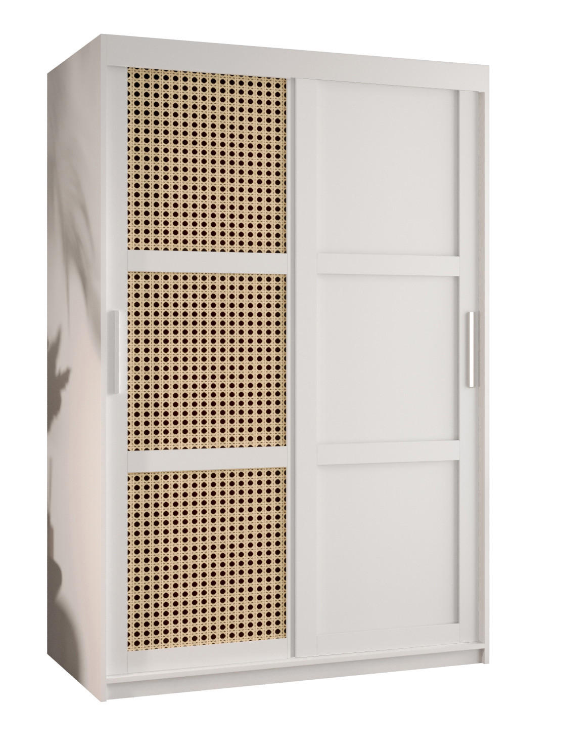 SCHWEBETÜRENSCHRANK 200/120/62 2-türig - Silberfarben/Weiß, Holz/Kunststoff (120/200/62cm) - MÖBEL KRYSPOL