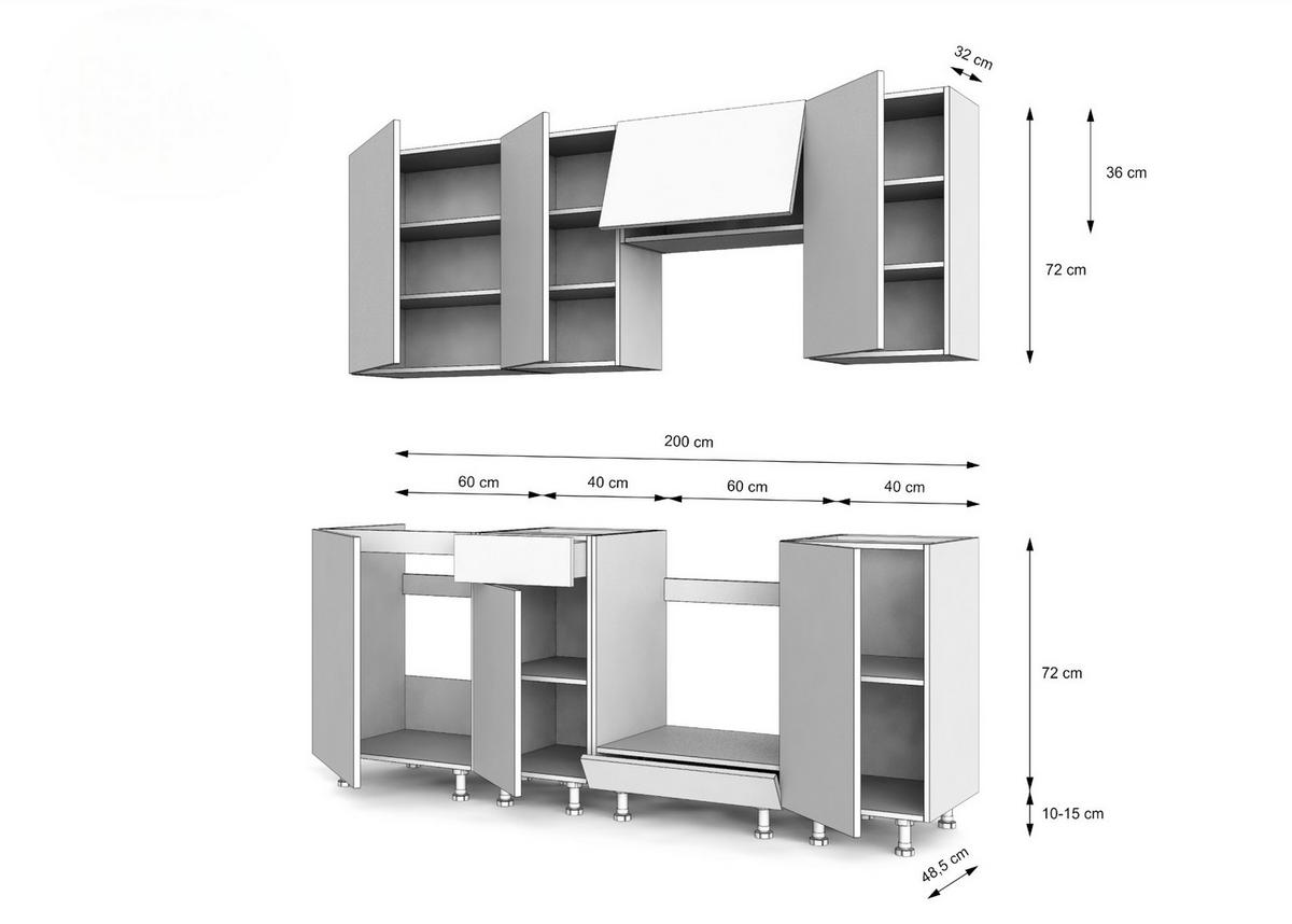 KÜCHENZEILE 200 cm mit Arbeitsplatte - SIMPLY Z7 - in Kaschmir Matt / Eiche - Kaschmir/Eichefarben, Holz/Holzwerkstoff (200/212/53cm)
