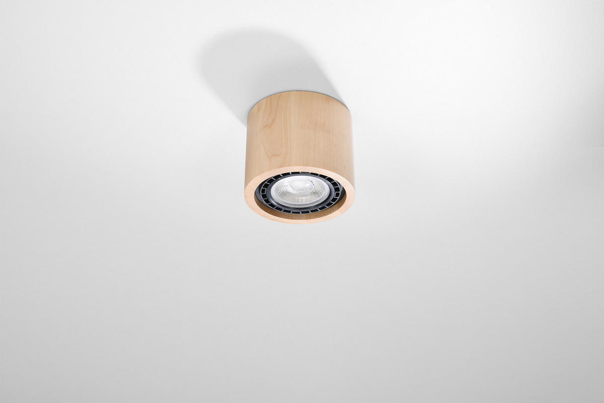 DECKENLEUCHTE Holzoptik Braun Rund - Braun, Holz (14/14/10cm) - Sollux Lighting