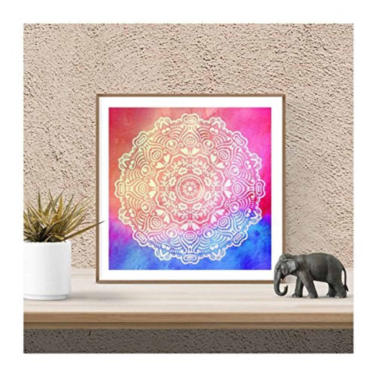POSTER Set mit 4 Mandalas Sinnlichkeit 20x20cm Schwarzer Rahmen - Schwarz, Papier (20/3cm) - Nacnic