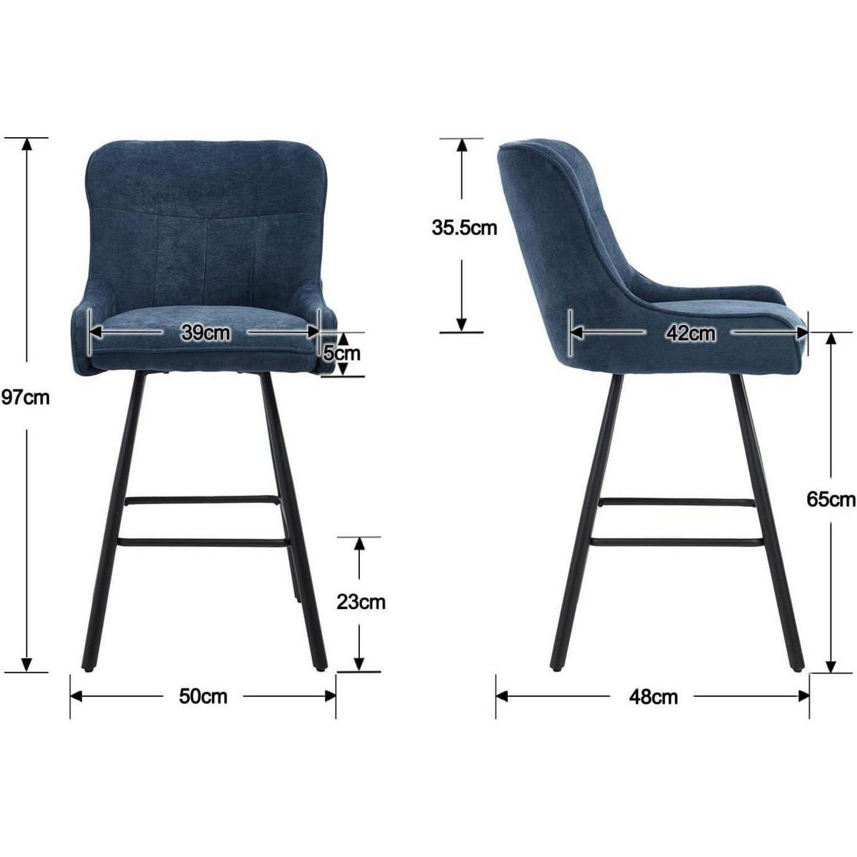 BARHOCKER 4er Set Chenille Blau - Blau, Textil (50/97/48cm)