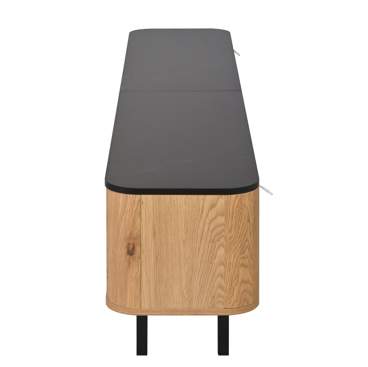 TV ormarić od MDF-a i iverice 190x35x45 cm hrast s rešetkastim vratima, pretincima i metalnim nogama - smeđa, drvni materijal (190/45/35cm) - Modfu