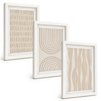 BILDER SET 3er Set - 20x30 cm Weißer Rahmen - Abstrakte beige Muster - Weiß, Kunststoff (20/30cm) - TULUP