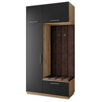 GARDEROBENSCHRANK REMA 120/240/60 cm Modern Garderobe-Set Eiche Wotan - Eiche Wotan/Schwarz, Holzwerkstoff (120/240/60cm) - MASSENO
