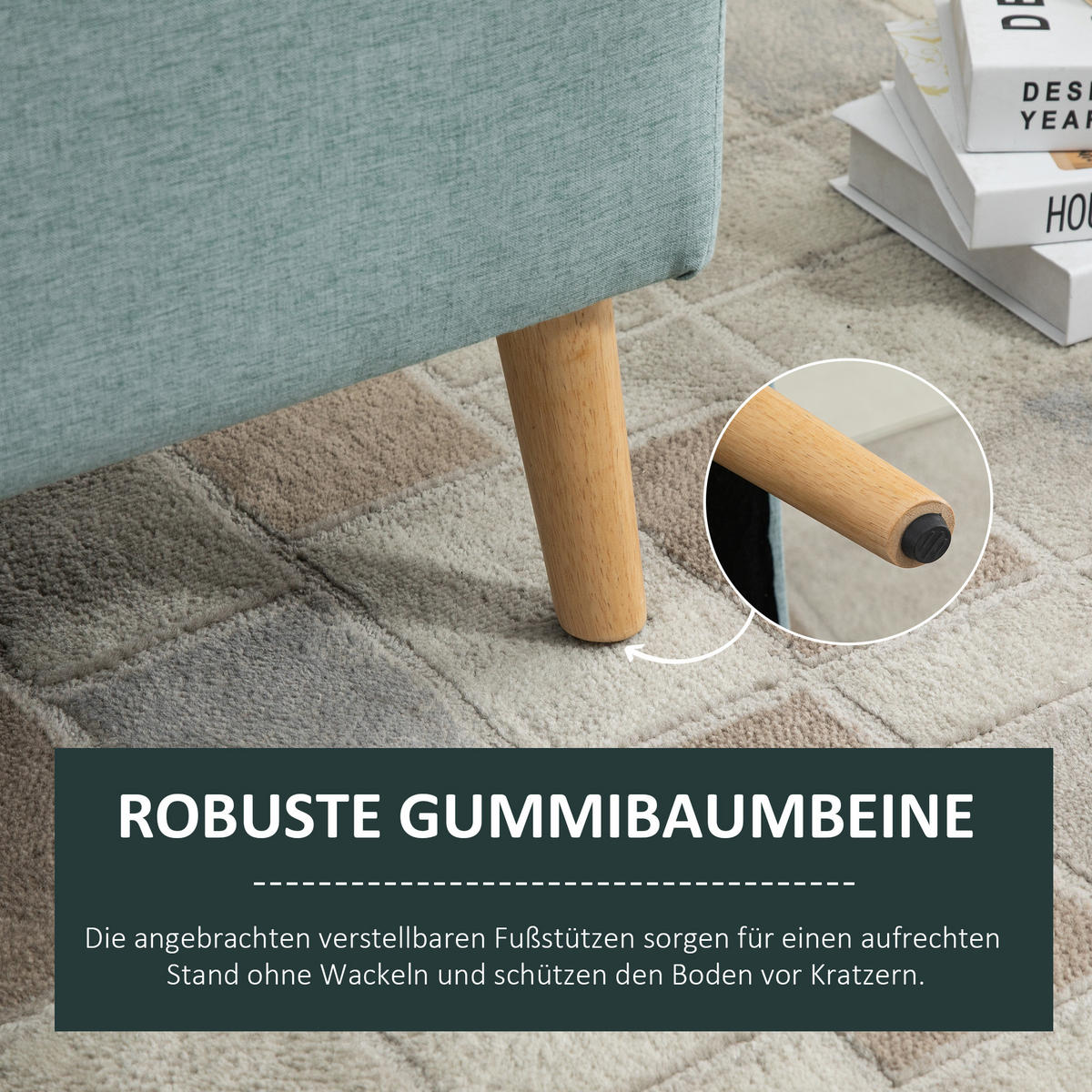 SITZBANK Polsterbank mit Stauraum scandinavia Truhenbank Polyester Holz Hellgrün - Grün, Kunststoff (39/45/110cm) - HOMCOM