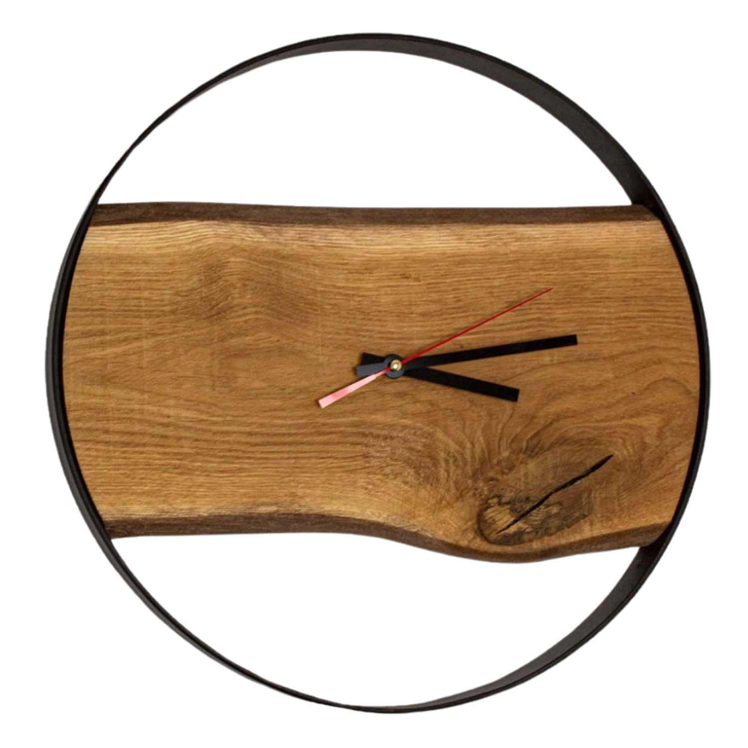 WANDUHR - Eiche / Metallrahmen - Ø 43cm - Naturfarben, Holz (43/43/4cm) - holz4home