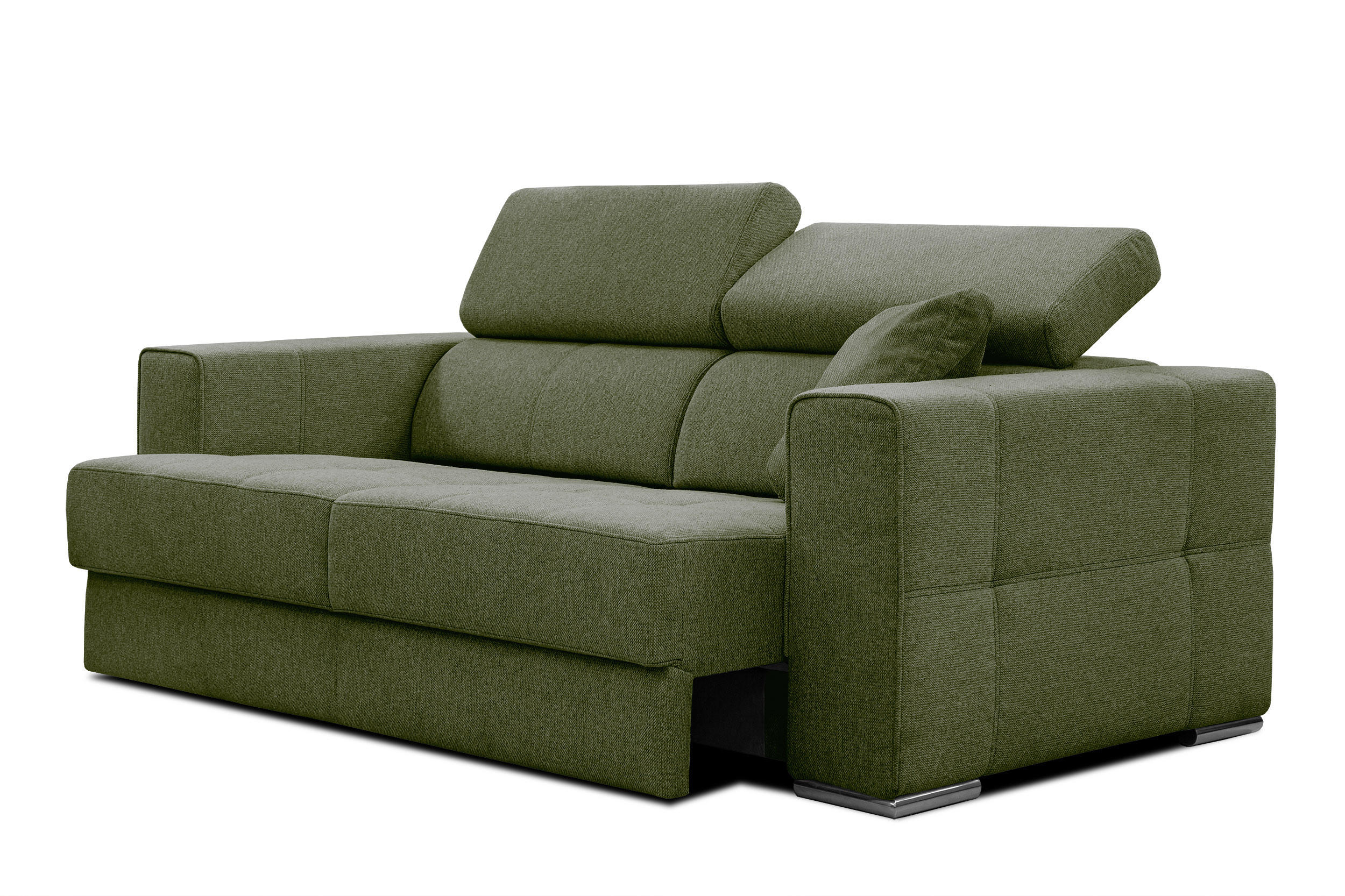 SOFA QUARTZ 3-Sitzer mit Ausziehsitz, olivgrün - Olivgrün, Holzwerkstoff/Textil (202/80/102cm) - Courtois Laville