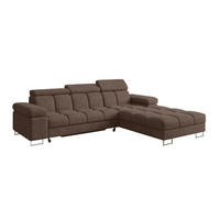 ECKSOFA mit Schlaffunktion Ottomane Rechts COMA L 271x203x79 Braun Velours - Braun, Holzwerkstoff/Textil (203/271cm) - ALTDECOR