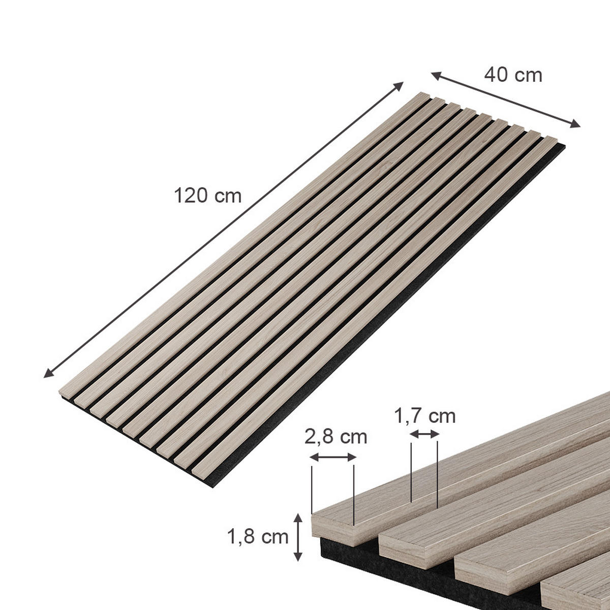 AKUSTICKÝ PANEL Akustikpaneel Hnedá - hnedá, kompozitné drevo (120/40/1.8cm) - Vicco