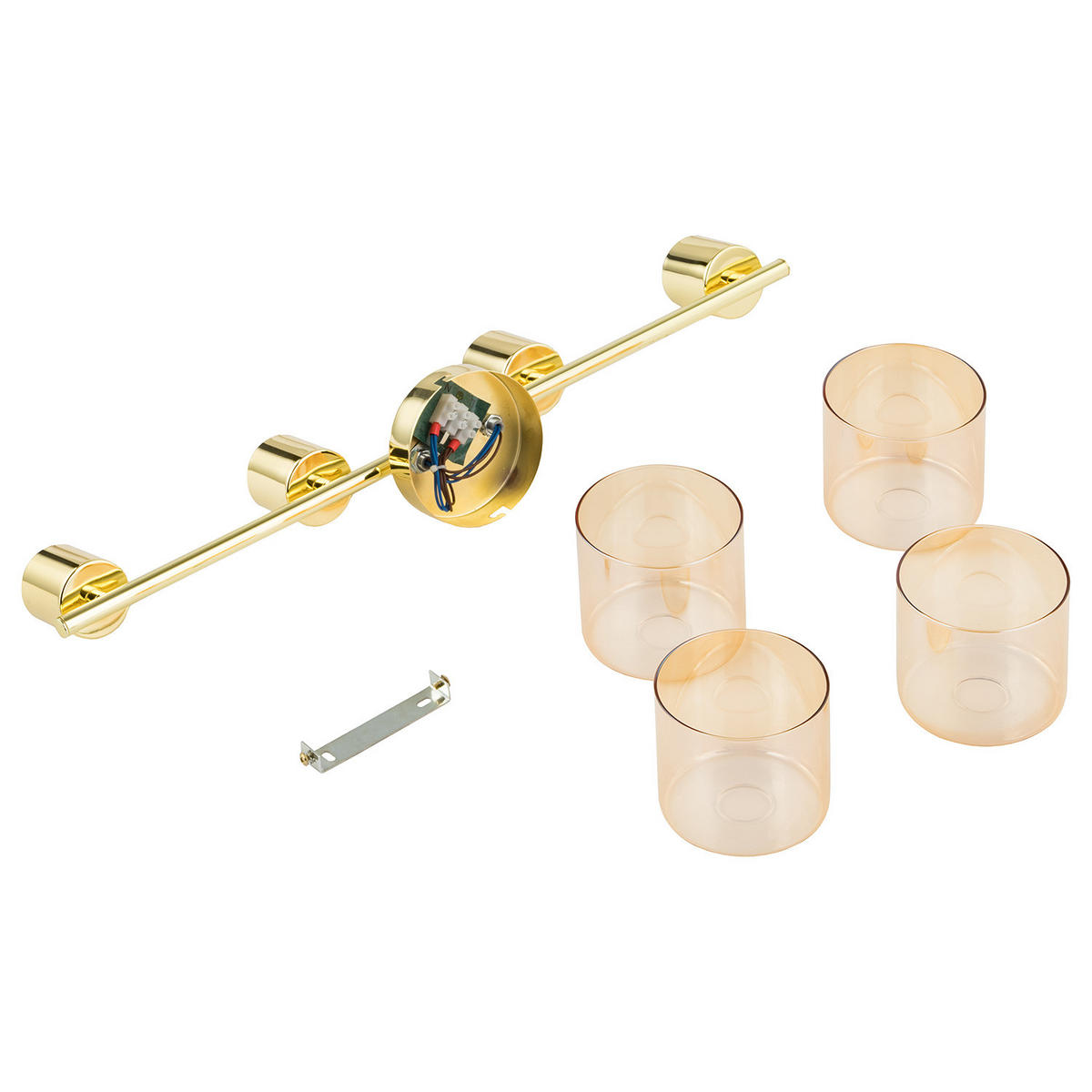 DECKENLEUCHTE - Metall / Glas, 4-flammig - Goldfarben, Glas (12/60/22cm) - home24