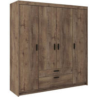 DREHTÜRENSCHRANK Elena mit 4 Türen und 2 Schubladen, ohne Spiegel Eiche Lefkas - Eichefarben, Holzwerkstoff (176/190/53cm) - Beautysofa