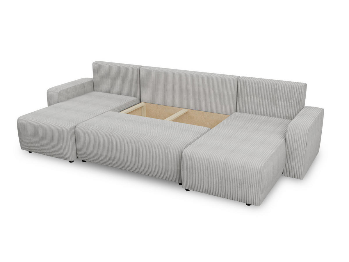 WOHNLANDSCHAFT Roma U - Schwarz, Holz/Textil (305/90/150cm) - Sofnet