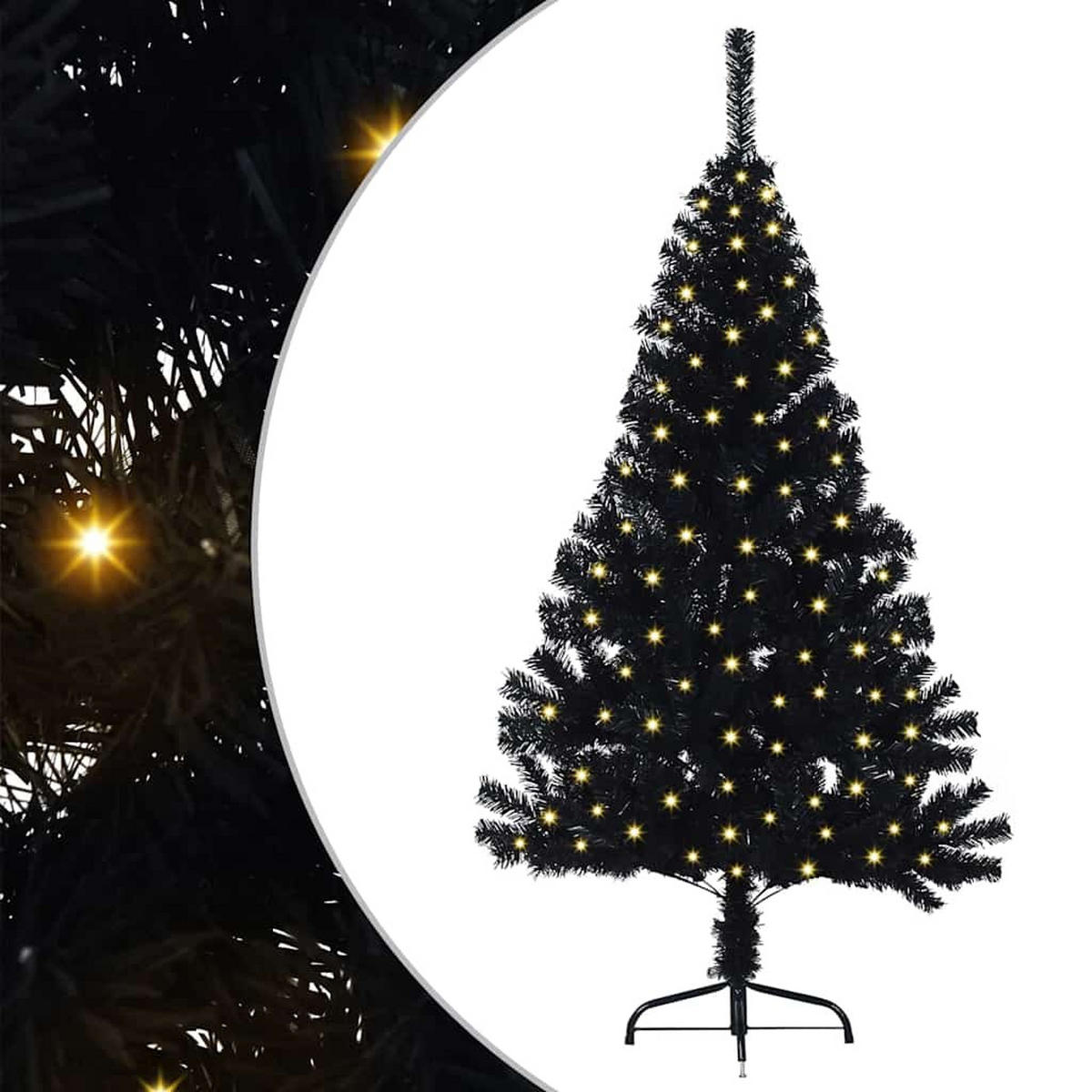 WEIHNACHTSBAUM Künstlicher Vorbeleuchteter Haltbar 68/68/120 cm Schwarz PVC - Schwarz, Kunststoff (120cm) - vidaXL