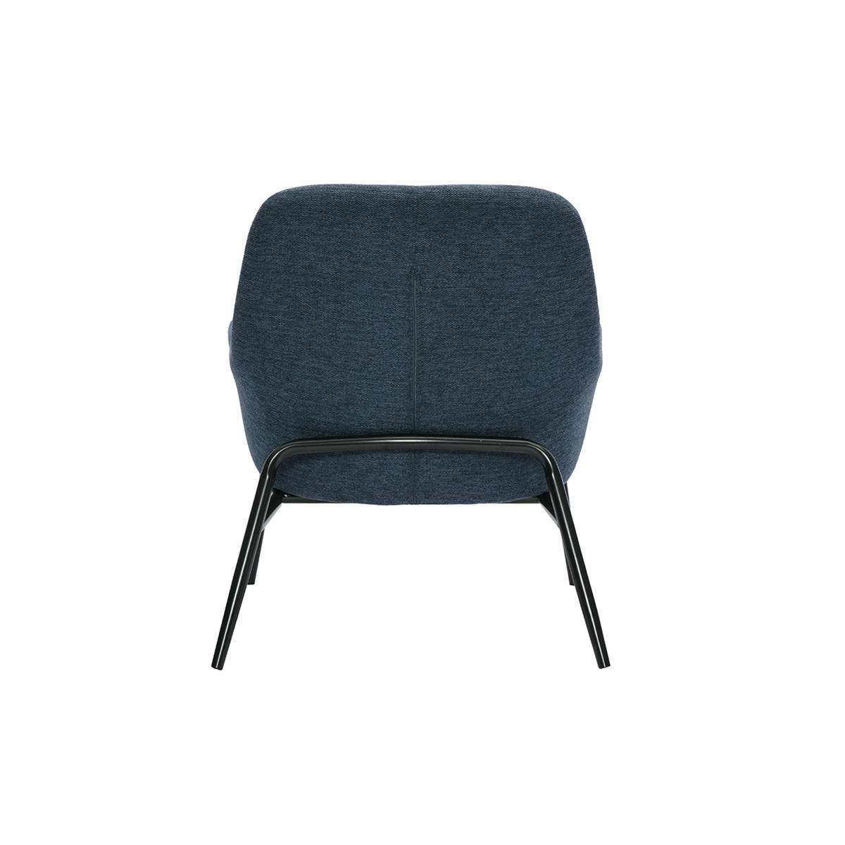 SESSEL Stoff Samteffekt Dunkelblau Schwarz Metall MAXINE - Dunkelblau, Textil (77.5/75/67.5cm) - Miliboo