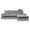 ECKSOFA GRIFO R-S Grau Velours-Stoff mit Schlaffunktion - Grau, Holz (253/165cm) - MASSENO