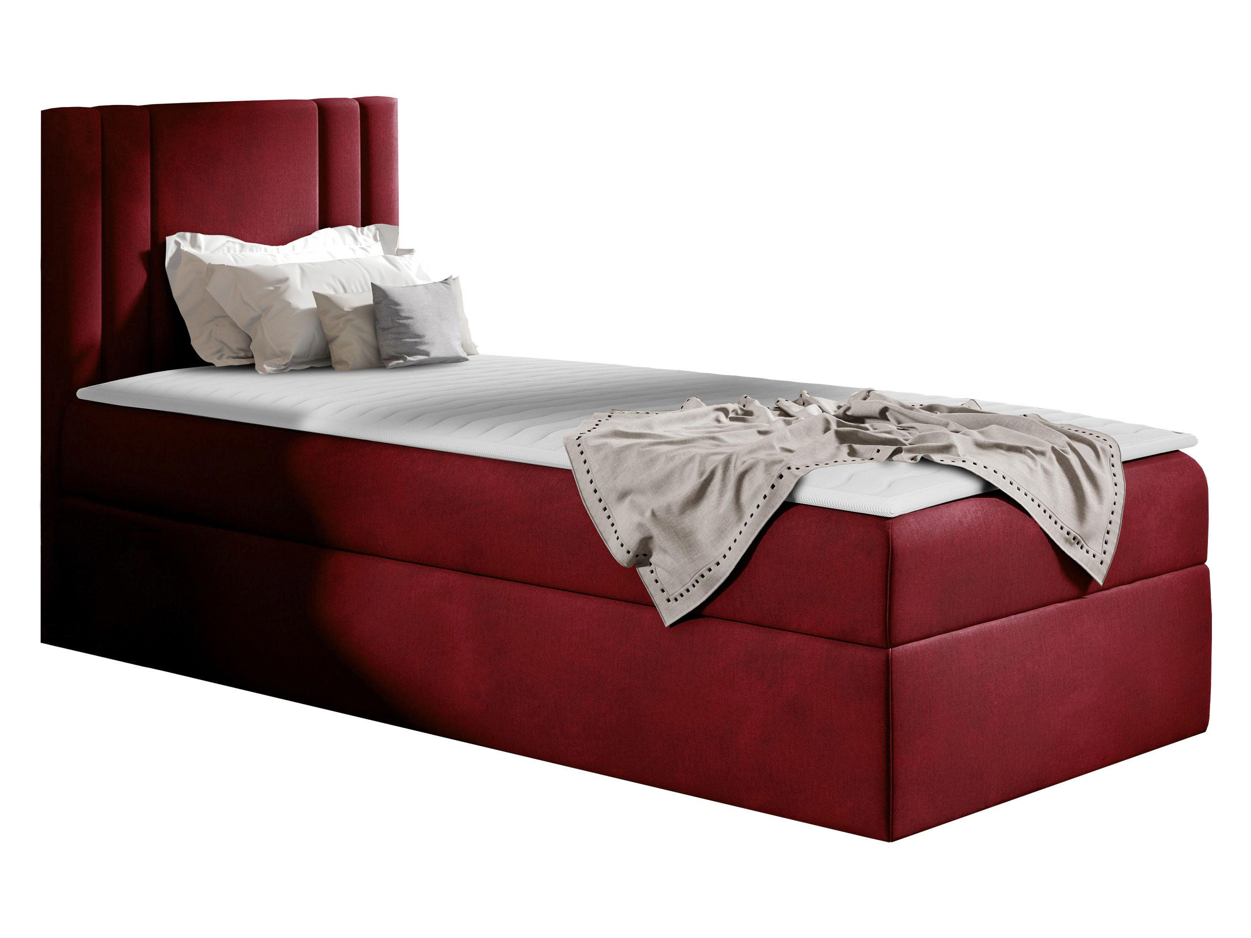 BOXBETT Carmen Mini, Seite zum Öffnen des Bettkastens: Links - Dunkelrot, Holz (90/200cm) - MIRJAN24