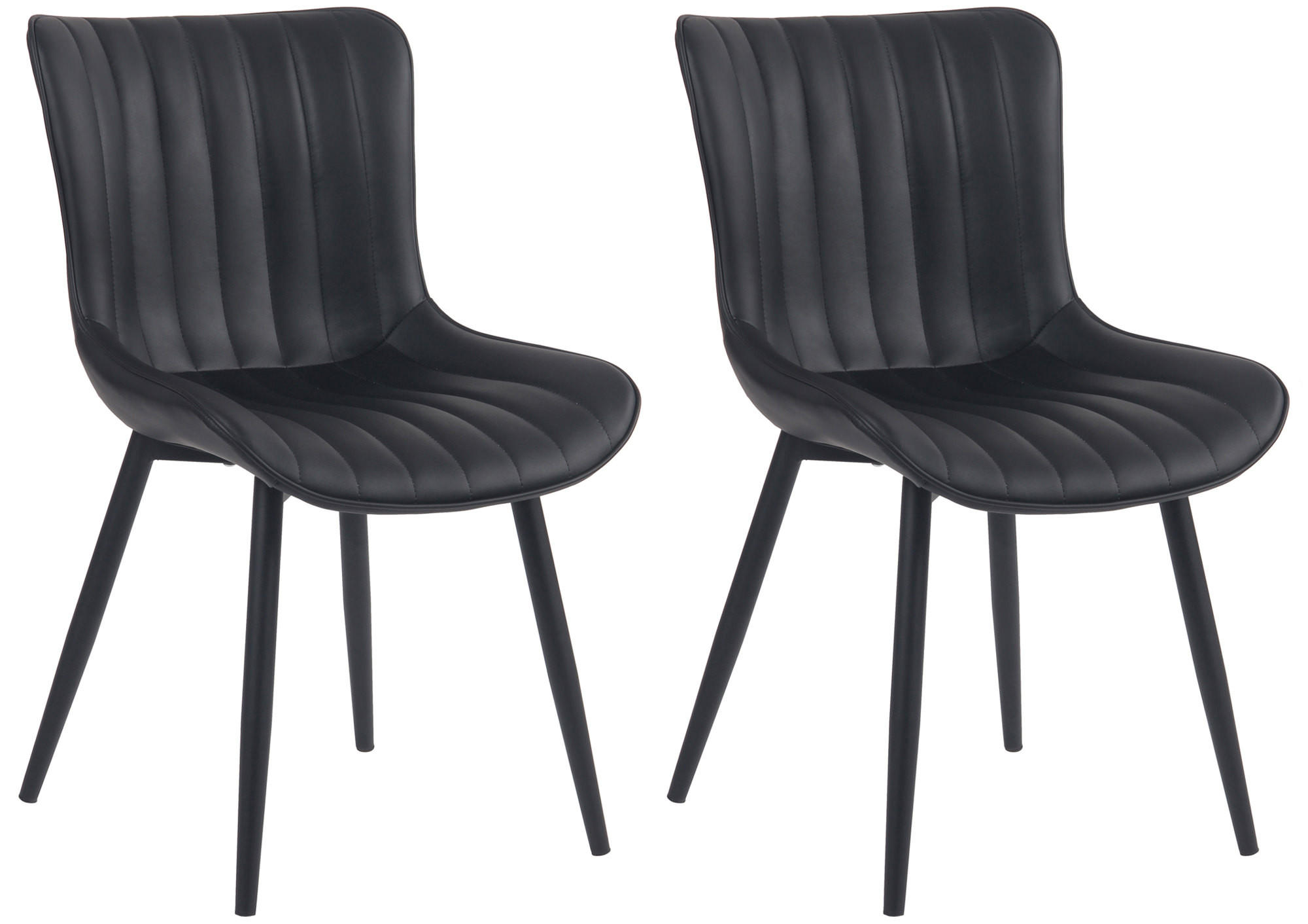 STUHL 2er Set Lederlook schwarz - Schwarz, Textil/Metall (50/81/61cm) - CLP