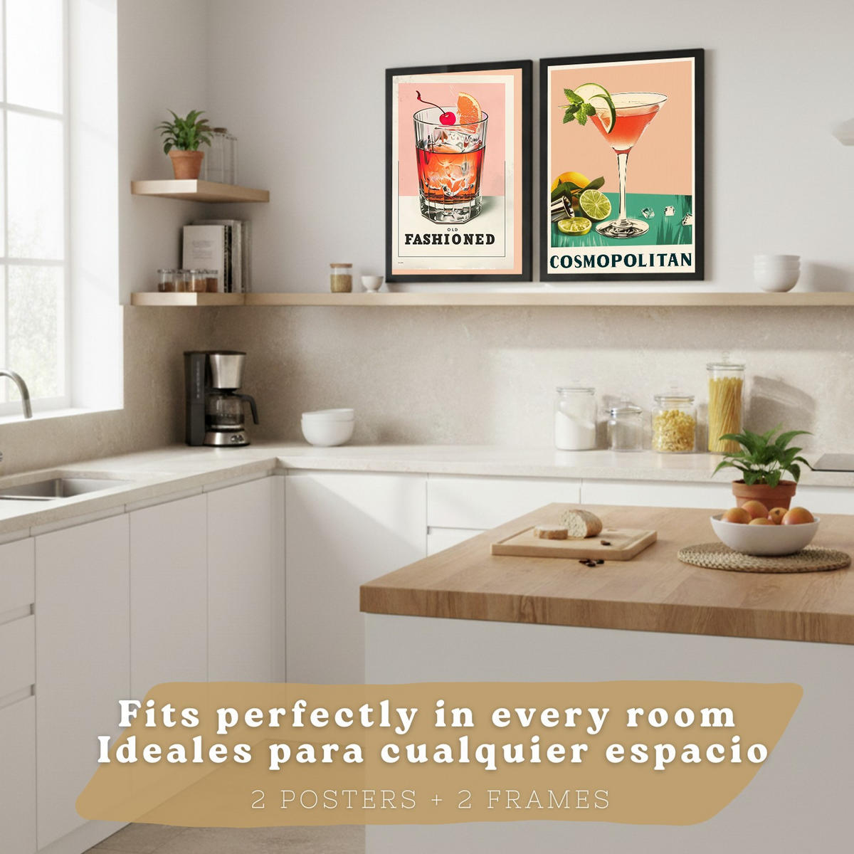 PLAKAT Sada 2 Koktejl A4 Černý rám - černá, papír (29.7/1/21cm) - Nacnic